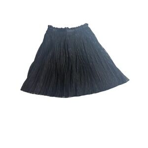 DownEast Basics Skirt XS Black Polka Dot Burnout Pleated Ruffle Waist Midi